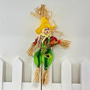 Espeto para Jardim Espantalho de Festa Junina - Verde -  47,5x21,5cm - 1 unidade - Rizzo