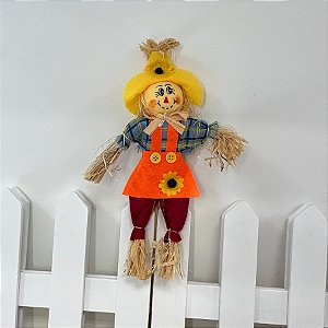 Espeto para Jardim Espantalho de Festa Junina - Laranja -  47,5x21,5cm - 1 unidade - Rizzo
