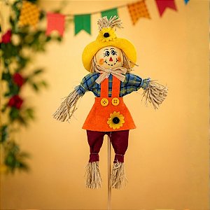 Espeto para Jardim Espantalho de Festa Junina - Laranja -  47,5x21,5cm - 1 unidade - Rizzo