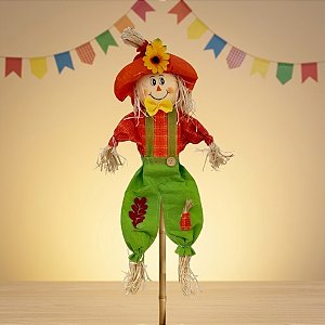 Espeto para Jardim De Bambu Espantalho Grande de Festa Junina - Verde - 60x25cm - 1 unidade - Rizzo