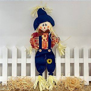 Espeto para Jardim De Bambu Espantalho Grande de Festa Junina - Azul Escuro - 60x25cm - 1 unidade - Rizzo