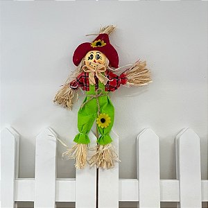 Espeto para Jardim Espantalho de Festa Junina - Verde Limão -  40x21cm - 1 unidade - Rizzo