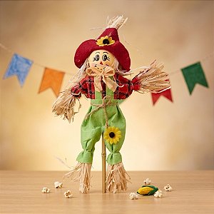 Espeto para Jardim Espantalho de Festa Junina - Verde Limão -  40x21cm - 1 unidade - Rizzo