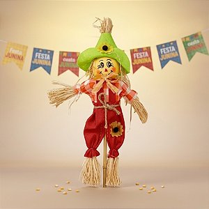 Espeto para Jardim Espantalho de Festa Junina - Vermelho -  40x21cm - 1 unidade - Rizzo