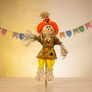 Espeto para Jardim Espantalho de Festa Junina - Amarelo - 40x21cm - 1 unidade - Rizzo