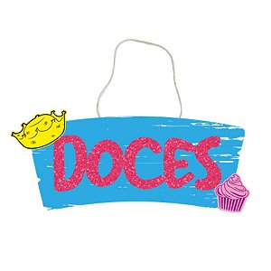 Placa De Sinalização Em MDF Colorida Doces De Festa Junina - 30x11,5cm - 1 unidade - Rizzo