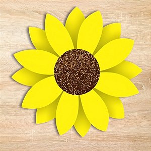 Aplique de Eva - Girassol Glitter - 12x12cm - 3 unidades - Rizzo