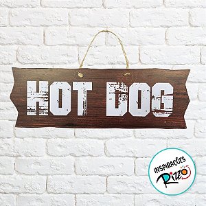 Placa de Sinalização Hot Dog De Festa Junina em MDF - Madeira Escura - 41x16,5cm - 1 unidade - Rizzo