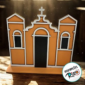 Igreja em MDF De Festa Junina - Laranja - 21x20cm - 1 unidade - Rizzo