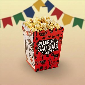 Caixa para Pipoca - De Festa Junina Cordel PP  - 5,5x5,5x9cm - 10 unidades - Cromus - Rizzo