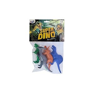Dinossauros Coloridos De Brinquedo - 12,5x9,5cm - 4 unidades - Rizzo