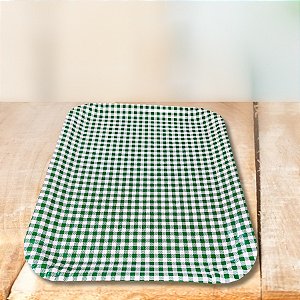 Prato Retangular Laminado - Xadrez Verde - 33x40,5cm - 1 unidade - Rizzo