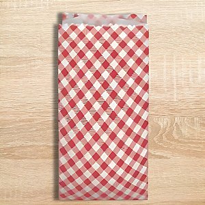 Saco De Papel - Xadrez Vermelho - 7,5x18cm - 50 unidades - Rizzo