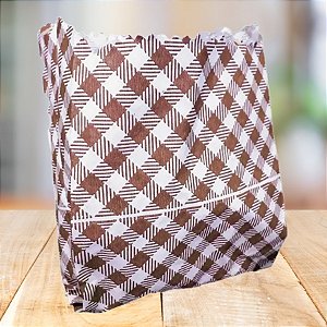 Saco De Papel - Xadrez Marrom - 10,5x14cm - 50 unidades - Rizzo