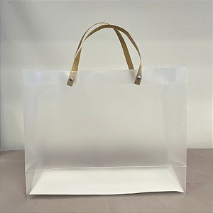 Sacola Transparente Fosca com Alça de Fibra - 35x28x13cm - 1 unidade - Rizzo - Rizzo