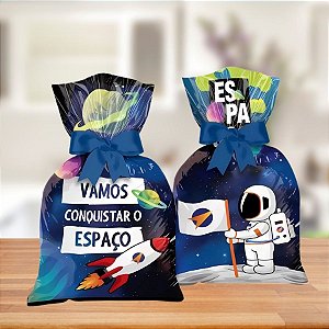Sacola Plástica - Espacial "Vamos conquistar o espaço" - 14x27cm - 8 unidades - Regina - Rizzo