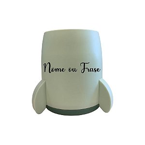 Porta Lápis De Plástico Perssonalizado Escrita Preta Foguete - Verde - 8x10cm - 1 unidade - Rizzo