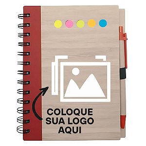 Bloco para Anotação Personalize Logo Branca Com Caneta E Autoadesivo - Vermelho - 70 Folhas - 11,5x15,5cm - 1 unidade -