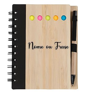 Bloco para Anotação Perssonalizado Escrita Preta Com Caneta E Autoadesivo - Preto - 70 Folhas - 11,5x15,5cm - 1 unidade