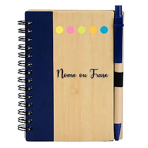 Bloco para Anotação Perssonalizado Escrita Preta Com Caneta E Autoadesivo - Azul - 70 Folhas - 11,5x15,5cm - 1 unidade -