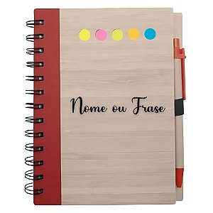 Bloco para Anotação Perssonalizado Escrita Preta Com Caneta E Autoadesivo - Vermelho - 70 Folhas - 11,5x15,5cm - 1 unida