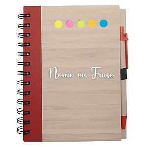 Bloco para Anotação Perssonalizado Escrita Branca Com Caneta E Autoadesivo - Vermelho - 70 Folhas - 11,5x15,5cm - 1 unid