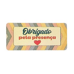 Etiqueta Adesiva - Obrigado Pela Presença Colorido - 4x2cm - 100 unidades - Rizzo