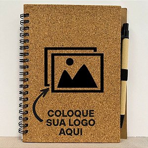 Bloco para Anotação Personalize Logo Preta  Com Caneta Estampa Papelão - 70 Folhas - 13,5x17,5cm - 1 unidade - Rizzo