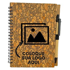 Bloco para Anotação Personalize Logo Preta Com Caneta Estampa Casca de Árvore Com Glitter - 70 Folhas - 13,5x17,5cm - 1