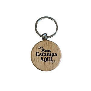 Chaveiro Redondo de Madeira Personalize com Sua Estampa - 8cm - 1 unidade - Rizzo