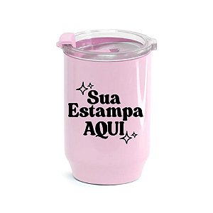 Copo de Plástico com Tampa Cristal Personalize com Sua Estampa - Rosa - 400ml - 1 unidade - Rizzo