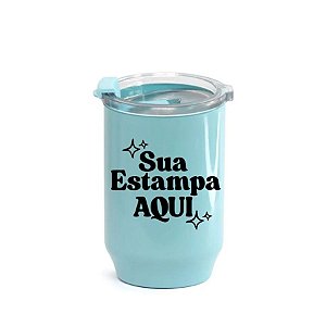 Copo De Plástico com Tampa Cristal Personalize Com Sua Estamapa  - Azul - 400ml - 1 unidade - Rizzo