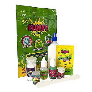 Kit Slime Fluffy Faça Você Mesmo com 8 itens - Verde - Festa Slime - Rizzo Embalagens