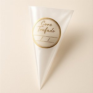 Kit Cone Metalizado Com Etiqueta - Incolor - 10x15cm - 50 unidades - Cromus - Rizzo