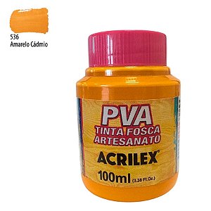 Tinta Fosca Artesanato PVA 100ml - Amarelo Cadmío - 1 unidade - Acrilex - Rizzo