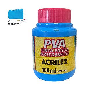 Tinta Fosca Artesanato PVA 100ml - Azul Celeste - 1 unidade - Acrilex - Rizzo
