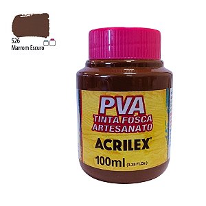 Tinta Fosca Artesanato PVA 100ml - Marrom Escuro - 1 unidade - Acrilex - Rizzo