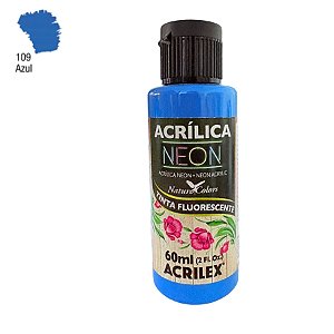 Tinta Fluorescente Neon 60ml - Azul - 1 unidade - Acrilex - Rizzo