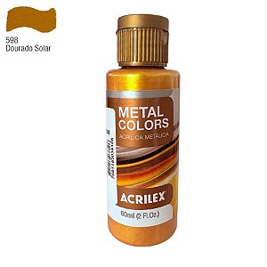 Tinta Acrílica Metal Colors 60ml - Dourado Solar - 1 unidade - Acrilex - Rizzo