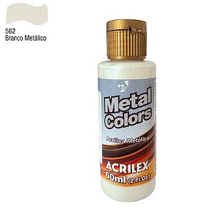 Tinta Acrílica Metal Colors 60ml - Branco Metálico - 1 unidade - Acrilex - Rizzo