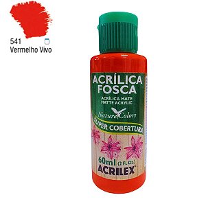 Tinta Acrílica Fosca 60ml - Vermelho Vivo - 1 unidade - Acrilex - Rizzo
