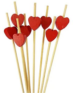 Palito Petiscos Coração de Bambu 12cm - 20 unidades - Silver Festas - Rizzo Festas