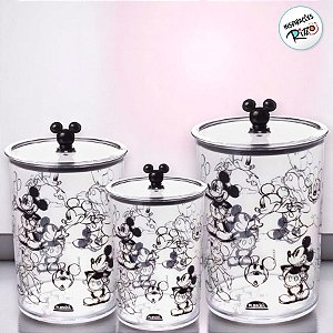 Kit 3 Potes de Plástico Hermético Redondo - Mickey Mouse - 1 unidade - Disney Original - Rizzo