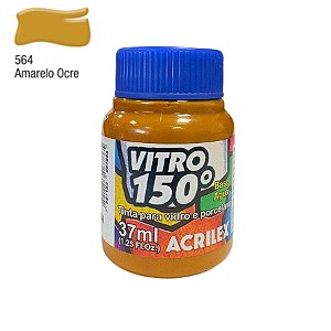 Tinta para Vidro e Porcelana 37ml - Vitro 150° - Amarelo Ocre - 1 unidade - Acrilex - Rizzo