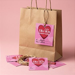 Tag Quadrada De/Para "Feliz Dia Dos Namorados" Com Sisal - 4,5x5cm - 15 unidades - Stickr - Rizzo