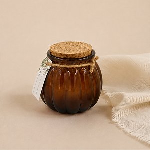 Vela Perfumada de Parafina SUP no Vidro Âmbar com Rolha e Etiqueta – 6x8x8cm - 1 unidade - Rizzo