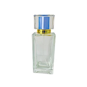 Frasco para Perfumaria de Vidro Retangular - Spray Dourado com Tampa Azul - 50 ml - 1 unidade - Rizzo