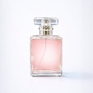 Frasco para Perfumaria de Vidro Retangular para Perfume - Spray Prateado com Tampa Transparente - 50ml - 1 unidade - Riz