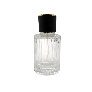 Frasco para Perfumaria de Vidro com Válvula Spray Dourada Tampa Luxo Preta  - 50ml - 1 unidade - Rizzo
