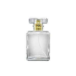 Frasco para Perfumaria de Vidro Retangular - Spray Dourado com Tampa Transparente - 30ml - 1 unidade - Rizzo